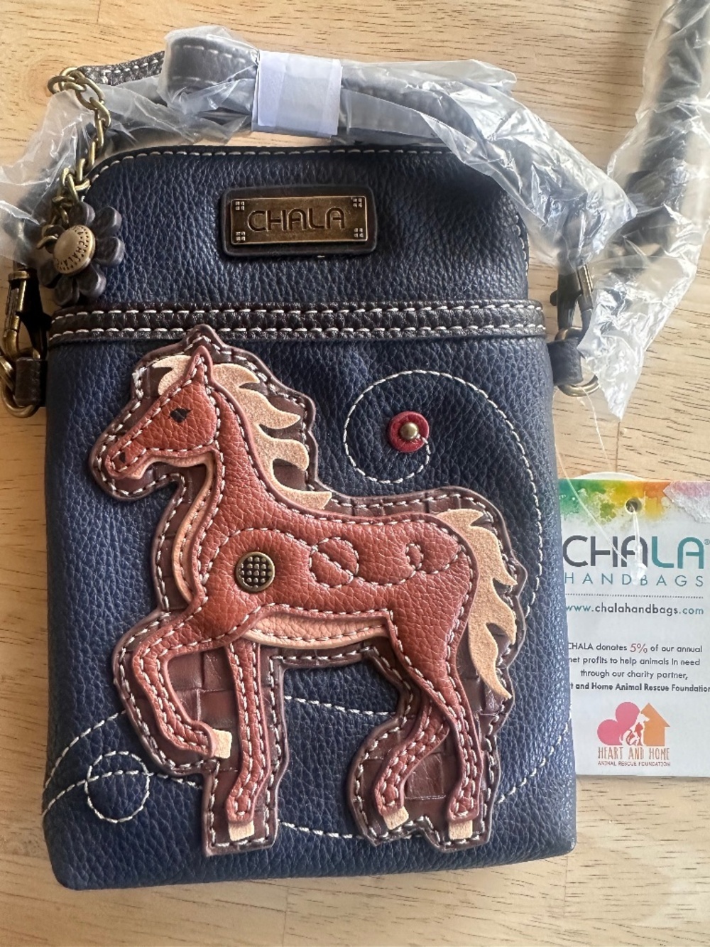 NWT Chala Black with Brown Horse Handbag